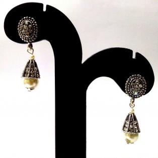 Silver Oxidized Earrings Jhumka Jhumki Ethnic Imitation Jewelry Dangle Long EA25